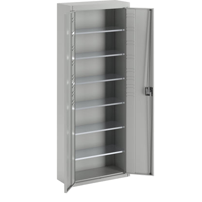 Storage cupboard, without open fronted storage bins, HxWxD 1740 x 680 x 280 mm, single colour, light grey.
