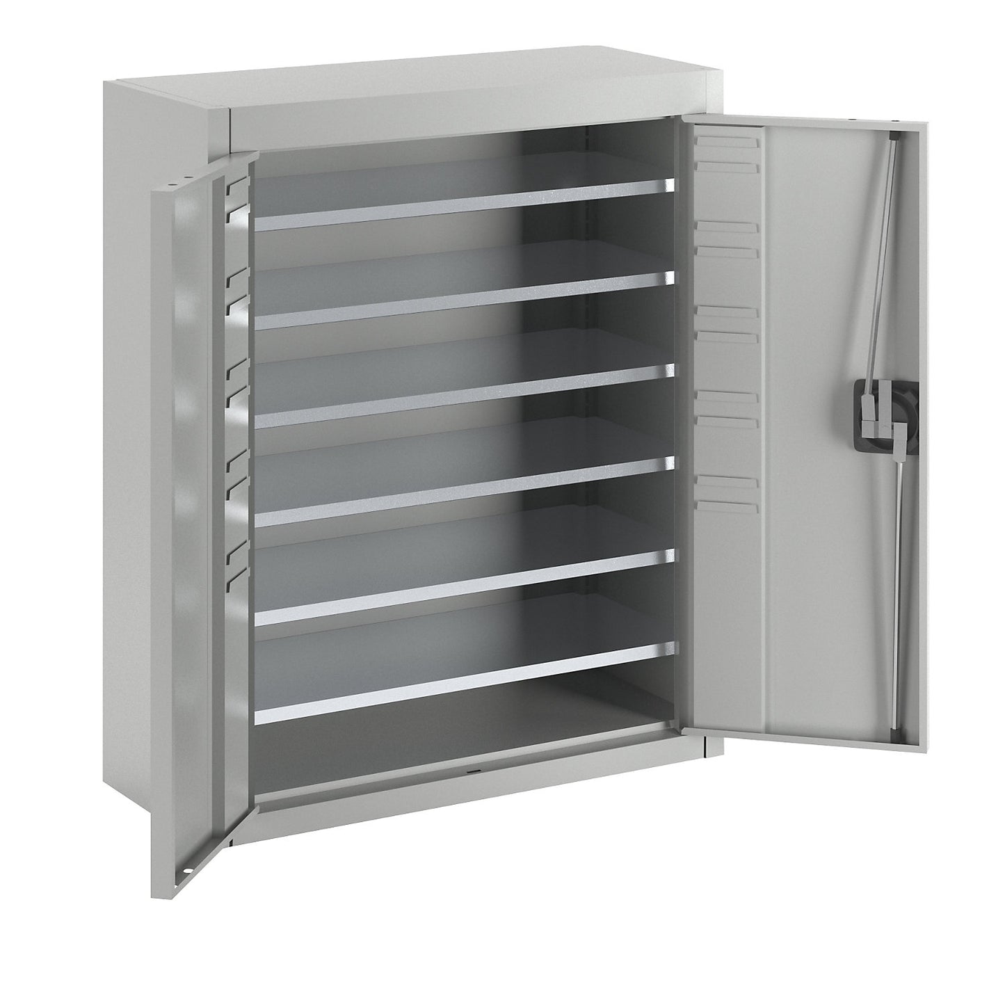 Storage cupboard, without open fronted storage bins, HxWxD 820 x 680 x 280 mm, single colour, grey.
