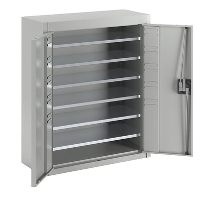Storage cupboard, without open fronted storage bins, HxWxD 820 x 680 x 280 mm, single colour, grey.