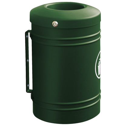 ESTEREL outdoor waste collector, capacity 40 l for wall mounting, green.