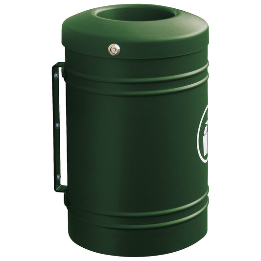 ESTEREL outdoor waste collector, capacity 40 l for wall mounting, green.