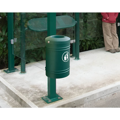 ESTEREL outdoor waste collector, capacity 40 l for wall mounting, green.