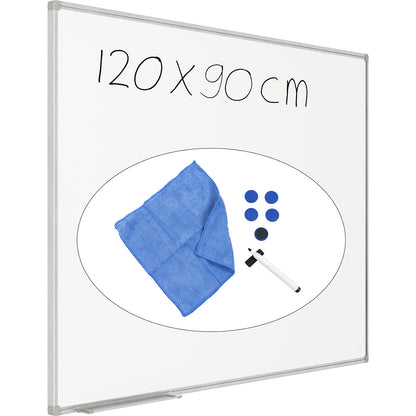 Whiteboard set incl. accessories, sheet steel, painted, WxH 1200 x 900 mm.