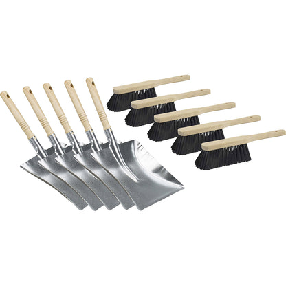 Sweeping set, dustpan with industrial hand brush, pack of 5, shovel dimensions 260 x 280 mm.