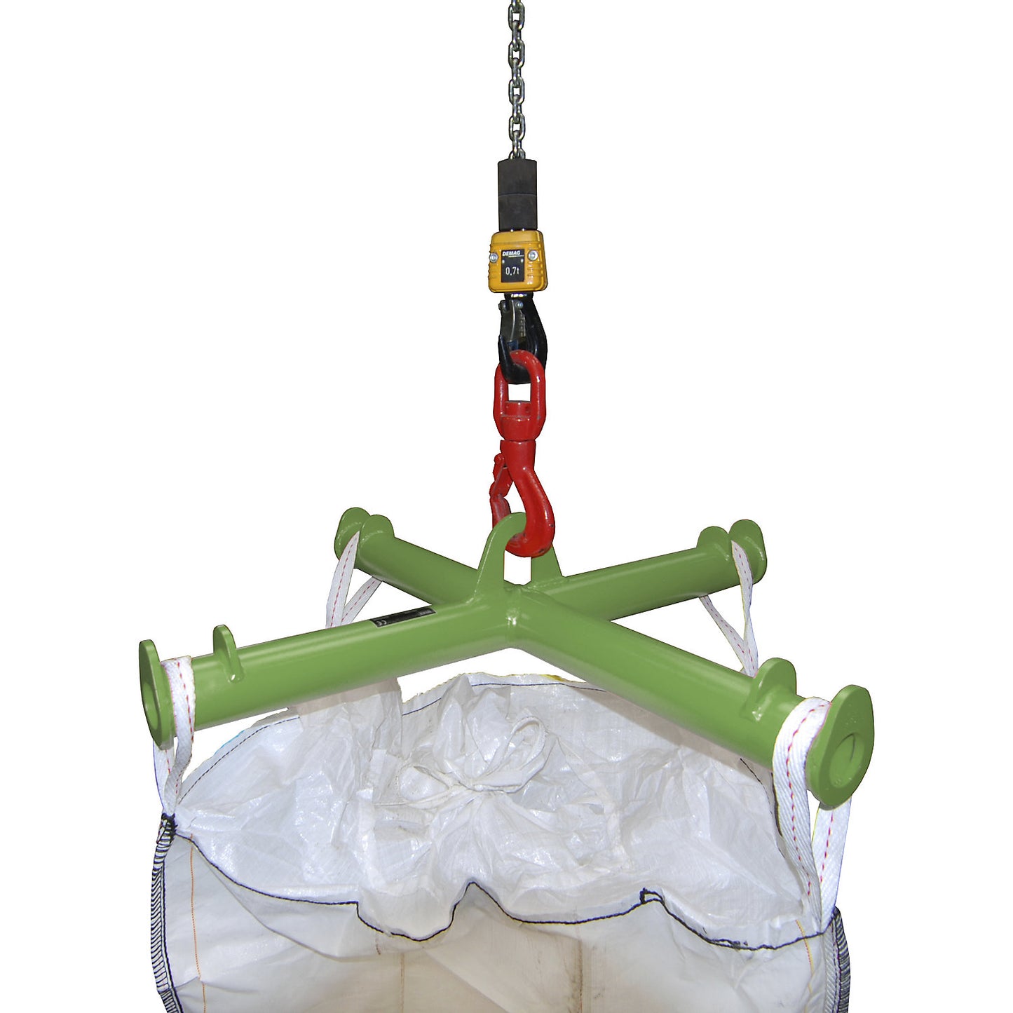 Beam for big bags, max. load 2000 kg, reseda green RAL 6011.