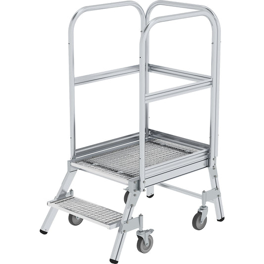 Aluminium platform stair, single sided access, 2 steps, platform 600 x 800 mm.
