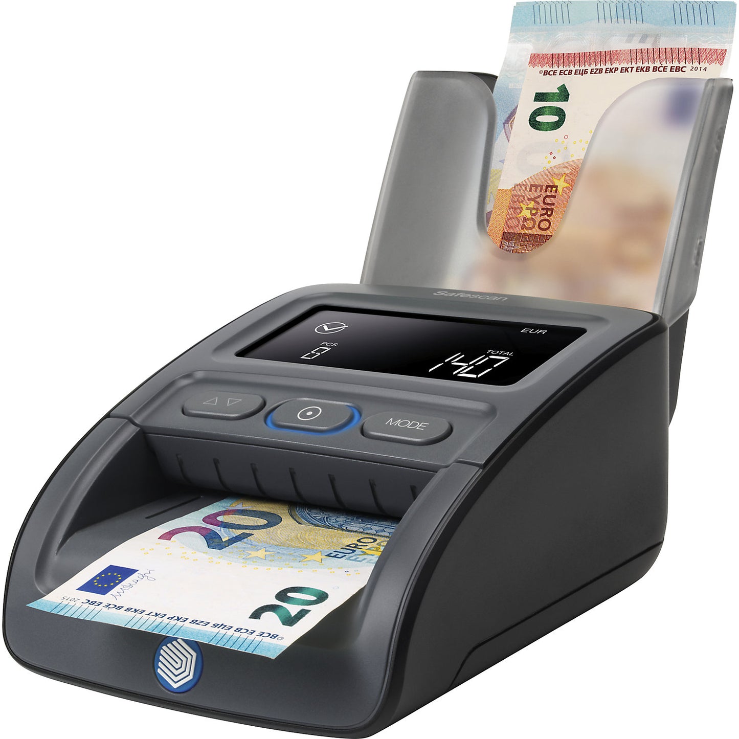 Banknote verifier 155-S, automatic, 7-fold counterfeit money detection, currency EUR, CHF, GBP, SEK, NOK, DKK.