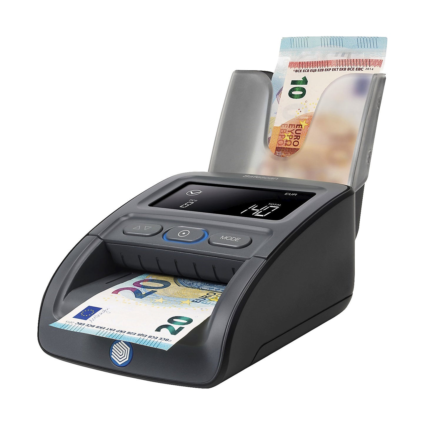 Banknote stacker, removable, Safescan RS-100, currency EUR, CHF, GBP, SEK, NOK, DKK.