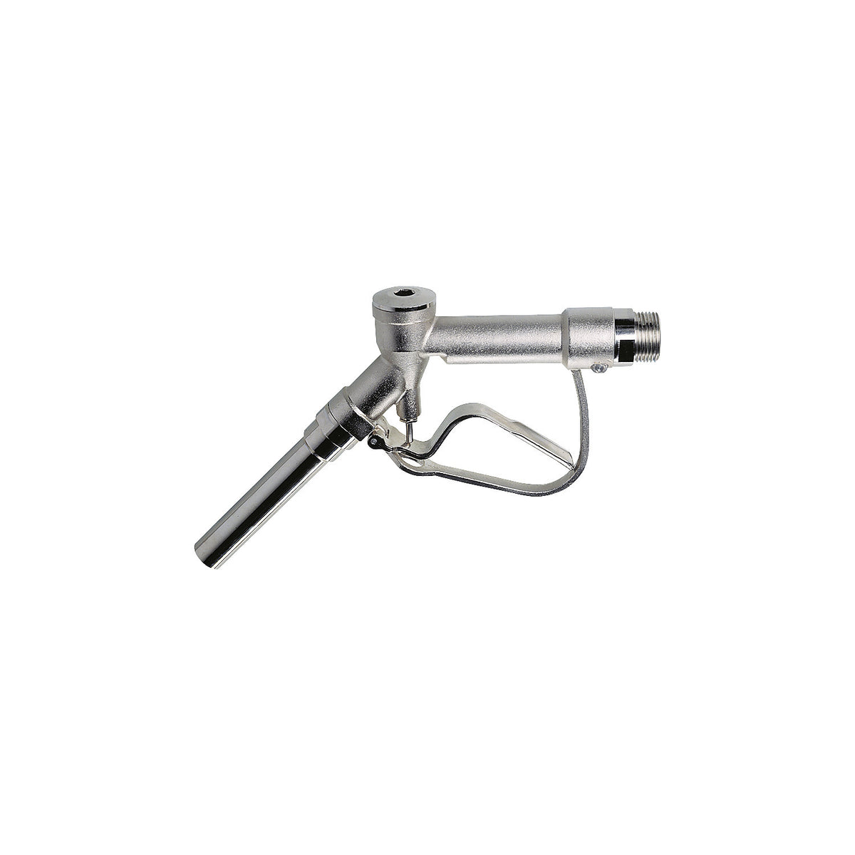 Manual pump pistol, nickel plated brass, seals made of PTFE, with 3/4'' hose connection.