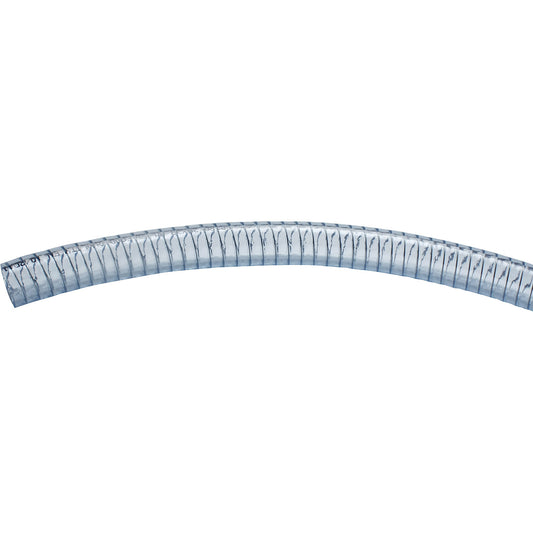 PVC hose, clear with steel spiral, 5 bar, per metre, 1 1/4'', internal Ø 32 mm.