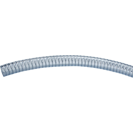 PVC hose, clear with steel spiral, 5 bar, per metre, 3/4'', internal Ø 19 mm.