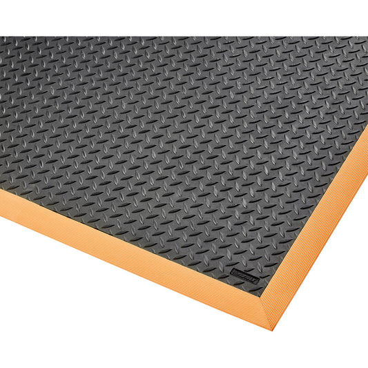 Cushion Flex® anti-fatigue matting, LxW 2100 x 910 mm, black / orange.