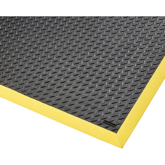 Cushion Flex® anti-fatigue matting, LxW 2100 x 910 mm, black / yellow.