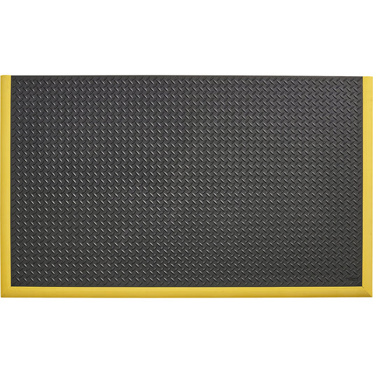 Diamond Flex™ anti-fatigue matting, LxW 1630 x 970 mm, border edges on 3 sides, black / yellow.