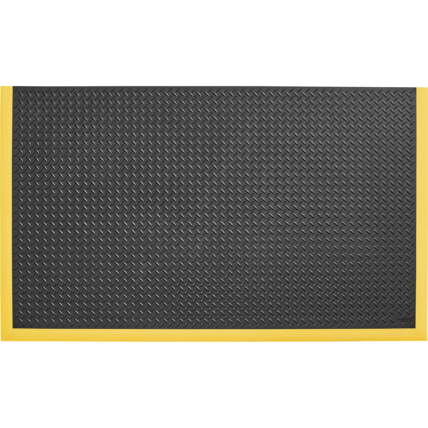 Diamond Flex™ nitrile anti-fatigue matting, 1630 x 970 mm, with 3 yellow edge strips, black / yellow.