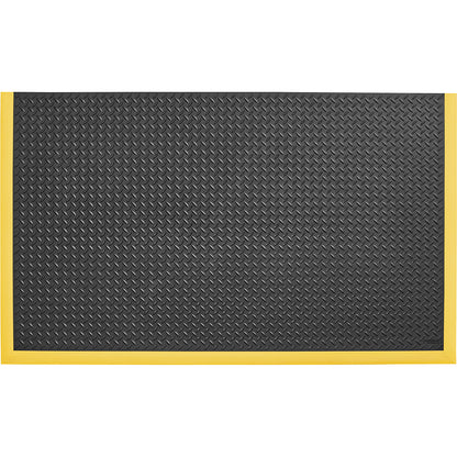 Diamond Flex™ nitrile anti-fatigue matting, 1630 x 970 mm, with 3 yellow edge strips, black / yellow.