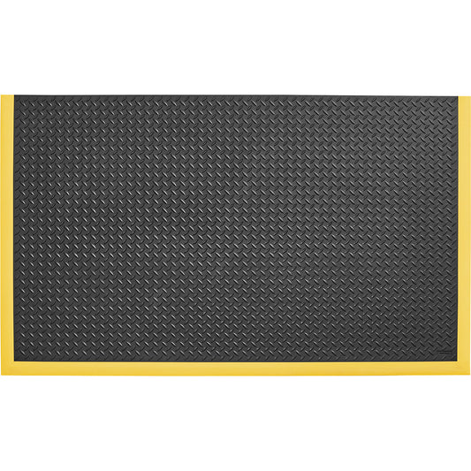 Diamond Flex™ nitrile anti-fatigue matting, 1630 x 970 mm, with 3 yellow edge strips, black / yellow.