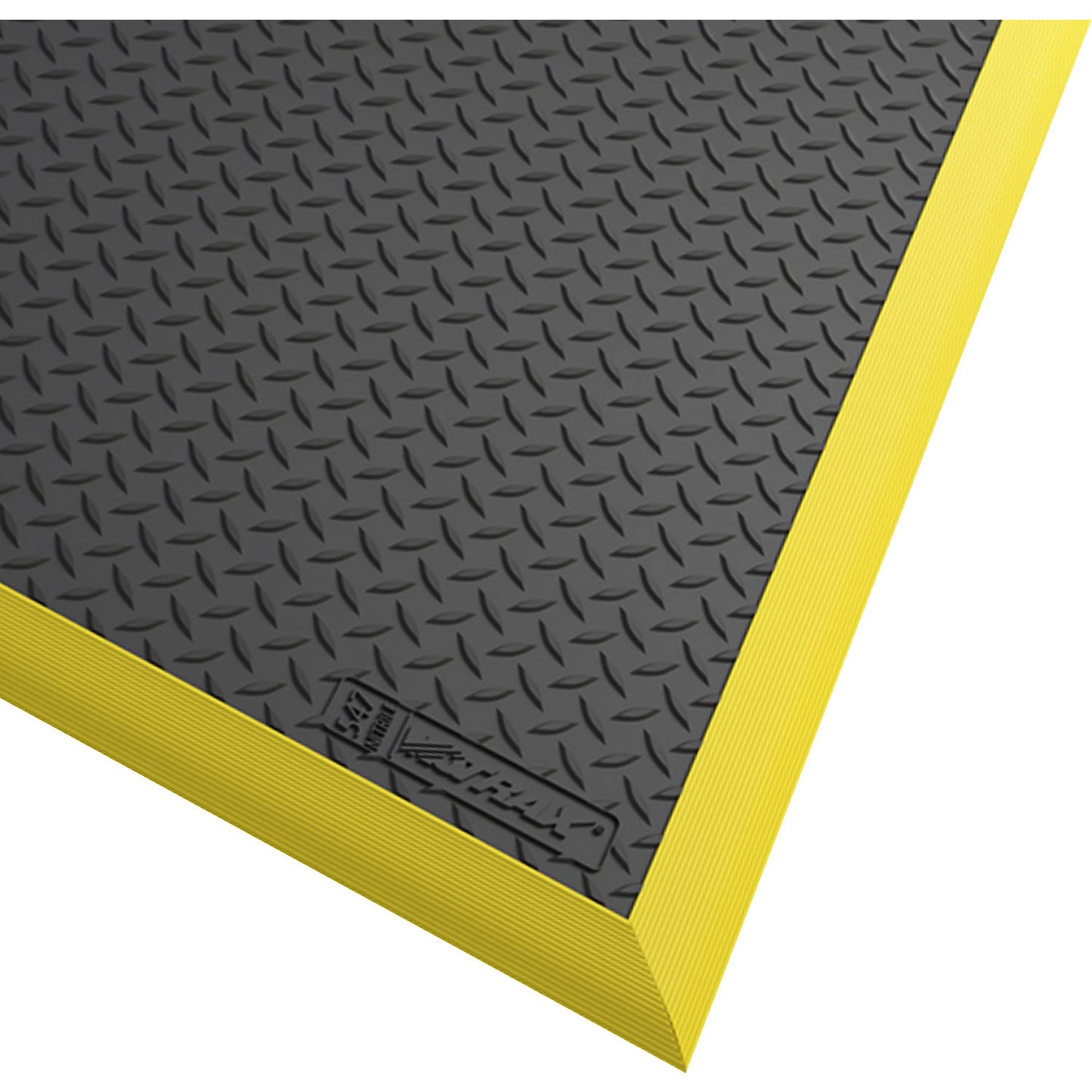 Diamond Flex™ nitrile anti-fatigue matting, 1630 x 970 mm, with 3 yellow edge strips, black / yellow.