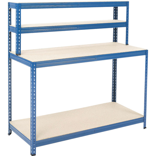 Workstation with 4 shelves, with 4 shelves, width 1400 mm.