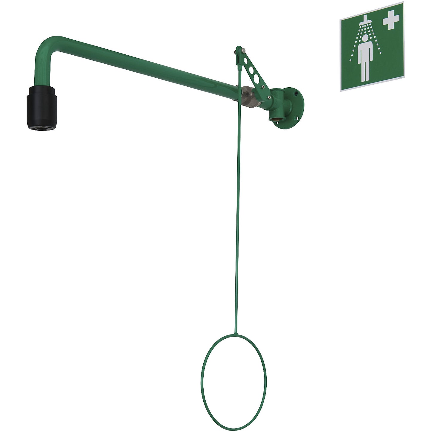 ClassicLine body emergency shower, wall mounting, green, black.