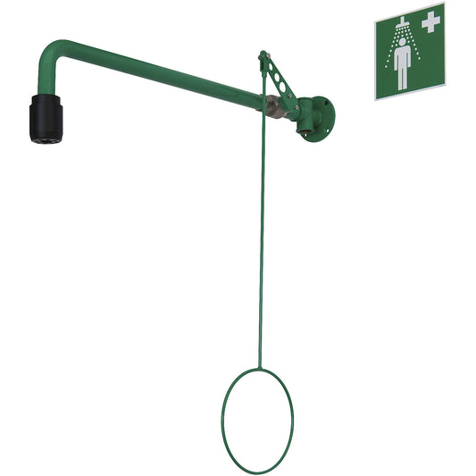 ClassicLine body emergency shower, wall mounting, green, black.