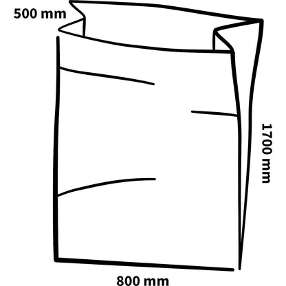 Large capacity waste sacks, LDPE, 500 l, LxWxH 800 x 500 x 1700 mm, transparent, pack of 100.