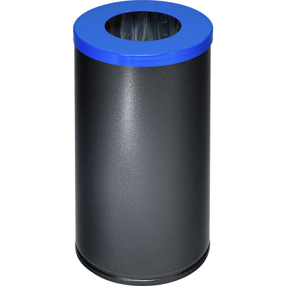Recyclable waste collector, capacity 70 l, individual with retaining ring, gentian blue lid.