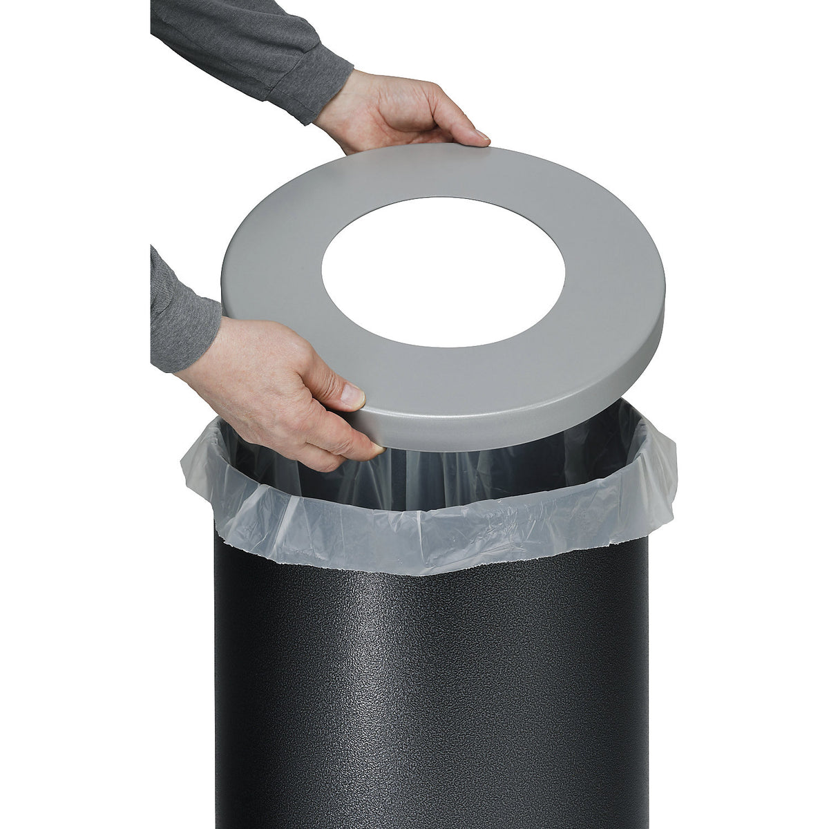Recyclable waste collector, capacity 70 l, individual with retaining ring, yellow lid.
