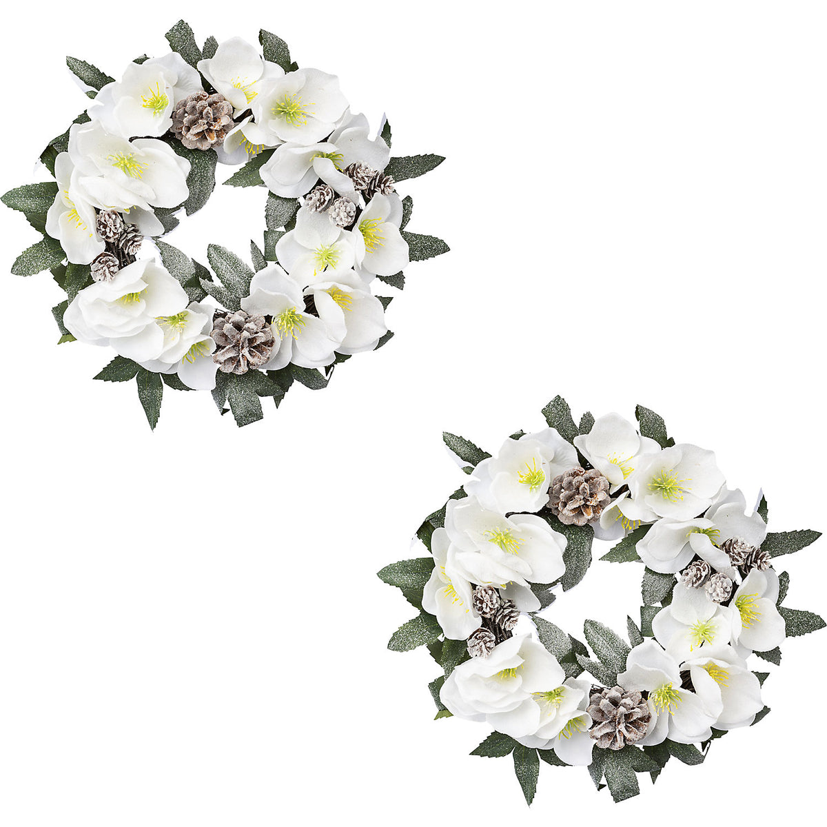 Christmas rose wreaths, 2 items, green, Ø 32 cm.
