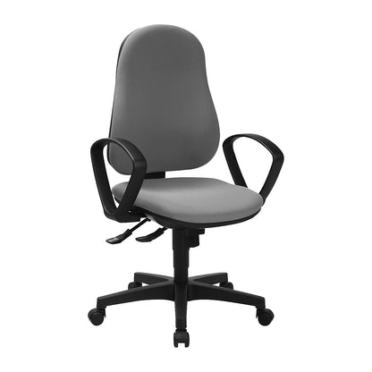 SUPPORT SY ergonomic swivel chair, with arm rests, synchronous mechanism, light grey.