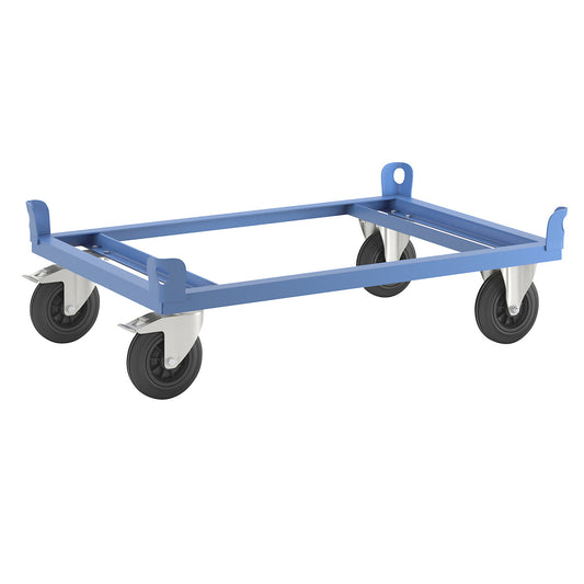 Steel dolly, for Euro pallets, max. load 500 kg, loading height 280 mm, blue.