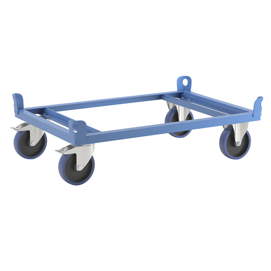 Steel dolly, for Euro pallets, max. load 1000 kg, loading height 280 mm, blue.