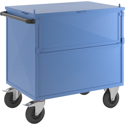 Container truck, walls made of sheet steel, with lid, LxW 1050 x 700 mm.