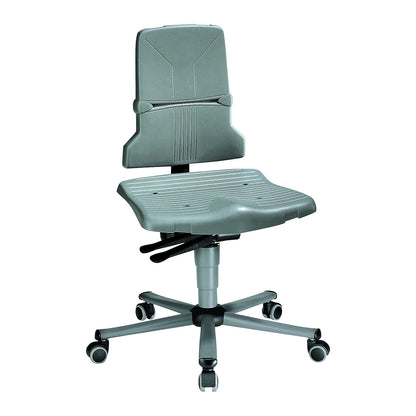 SINTEC industrial swivel chair, synchronous mechanism, five-foot tubular steel base with castors.