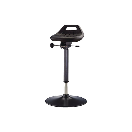 Industrial anti-fatigue stool, with round base, ESD version, seat rotates through 360°.