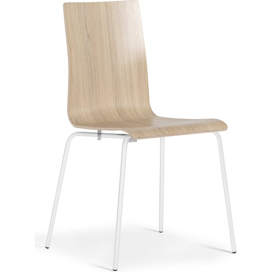 Alma stacking chair, stackable, pack of 4, oak/white.