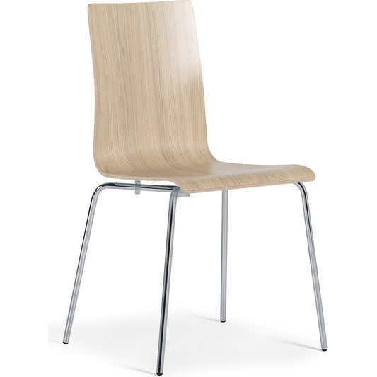 Alma stacking chair, stackable, pack of 4, oak/chrome.