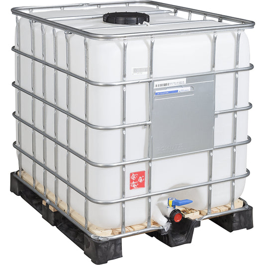 RECOBULK IBC container, capacity 1000 l, on wooden pallet, NW opening 225 mm / NW outlet 50 mm.