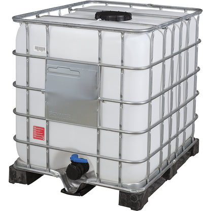 RECOBULK IBC container, capacity 1000 l, on PE pallet, NW opening 225 mm / NW outlet 80 mm.