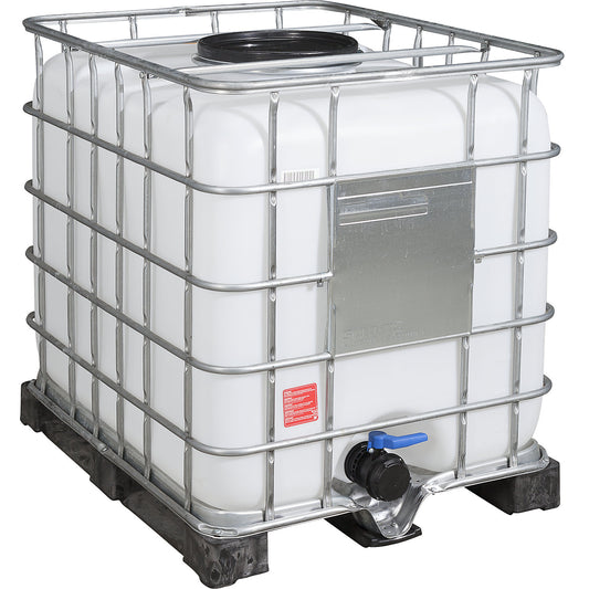 RECOBULK IBC container, capacity 1000 l, on PE pallet, NW opening 400 mm / NW outlet 80 mm.