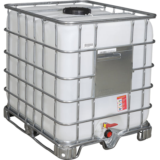 RECOBULK IBC container, capacity 1000 l, on steel skid pallet, NW opening 225 mm / NW outlet 50 mm.