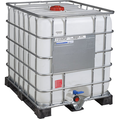 RECOBULK IBC container, UN approval, capacity 1000 l, on PE pallet, NW opening 150 mm / NW outlet 50 mm.