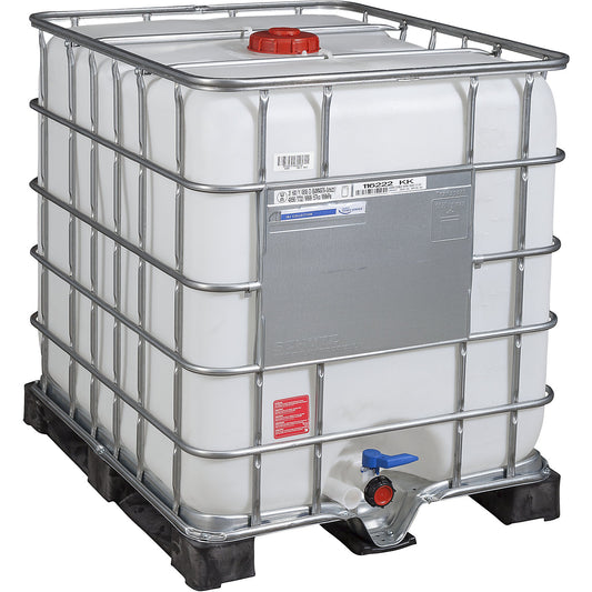 RECOBULK IBC container, UN approval, capacity 1000 l, on PE pallet, NW opening 150 mm / NW outlet 50 mm.