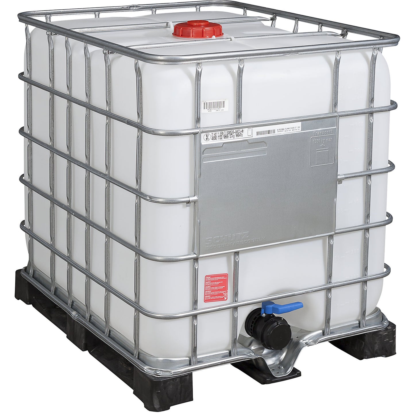RECOBULK IBC container, UN approval, capacity 1000 l, on PE pallet, NW opening 150 mm / NW outlet 80 mm.