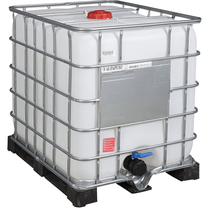RECOBULK IBC container, UN approval, capacity 1000 l, on PE pallet, NW opening 150 mm / NW outlet 80 mm.