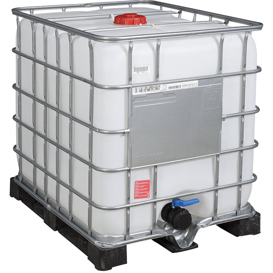 RECOBULK IBC container, UN approval, capacity 1000 l, on PE pallet, NW opening 150 mm / NW outlet 80 mm.