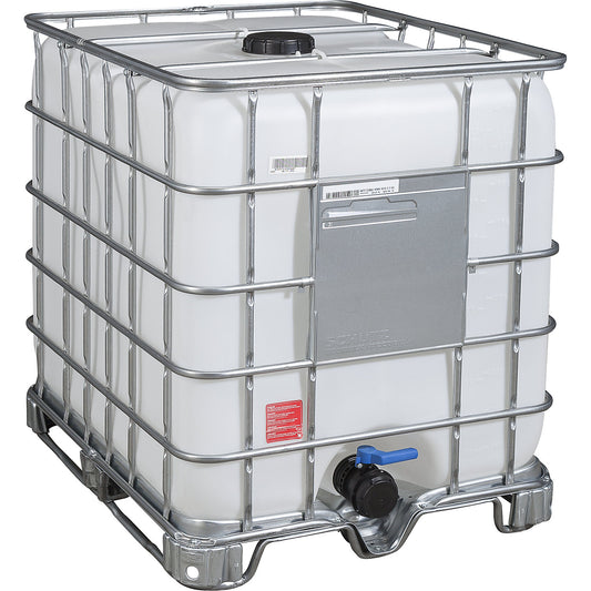RECOBULK IBC container, UN approval, capacity 1000 l, on steel skid pallet, NW opening 150 mm / NW outlet 80 mm.