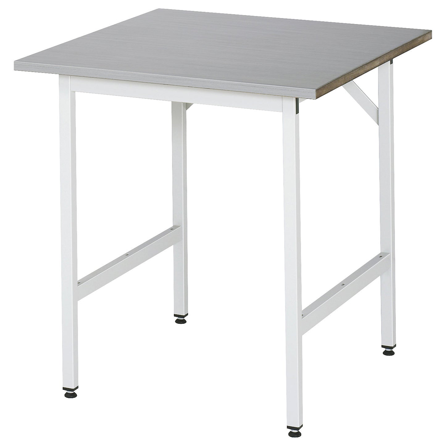 Work table, height adjustable, frame 30 x 30 mm, stainless steel panel, WxD 750 x 800 mm.