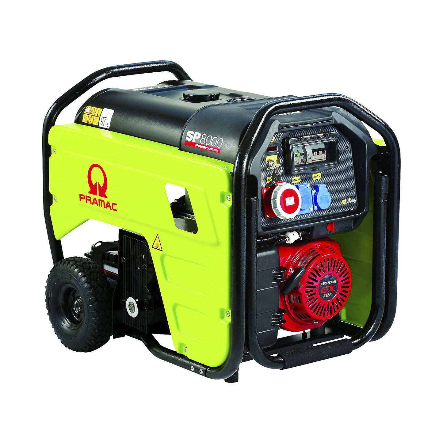 SP series power generator, petrol 400/230 V, SP 8000 - output 4 kVA (230 V) / 6.8 kVA (400 V), manual start, 3.6 / 5.4 kW.