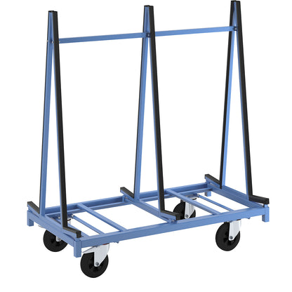 Glass trolley, 2 platforms, with rubber covering.